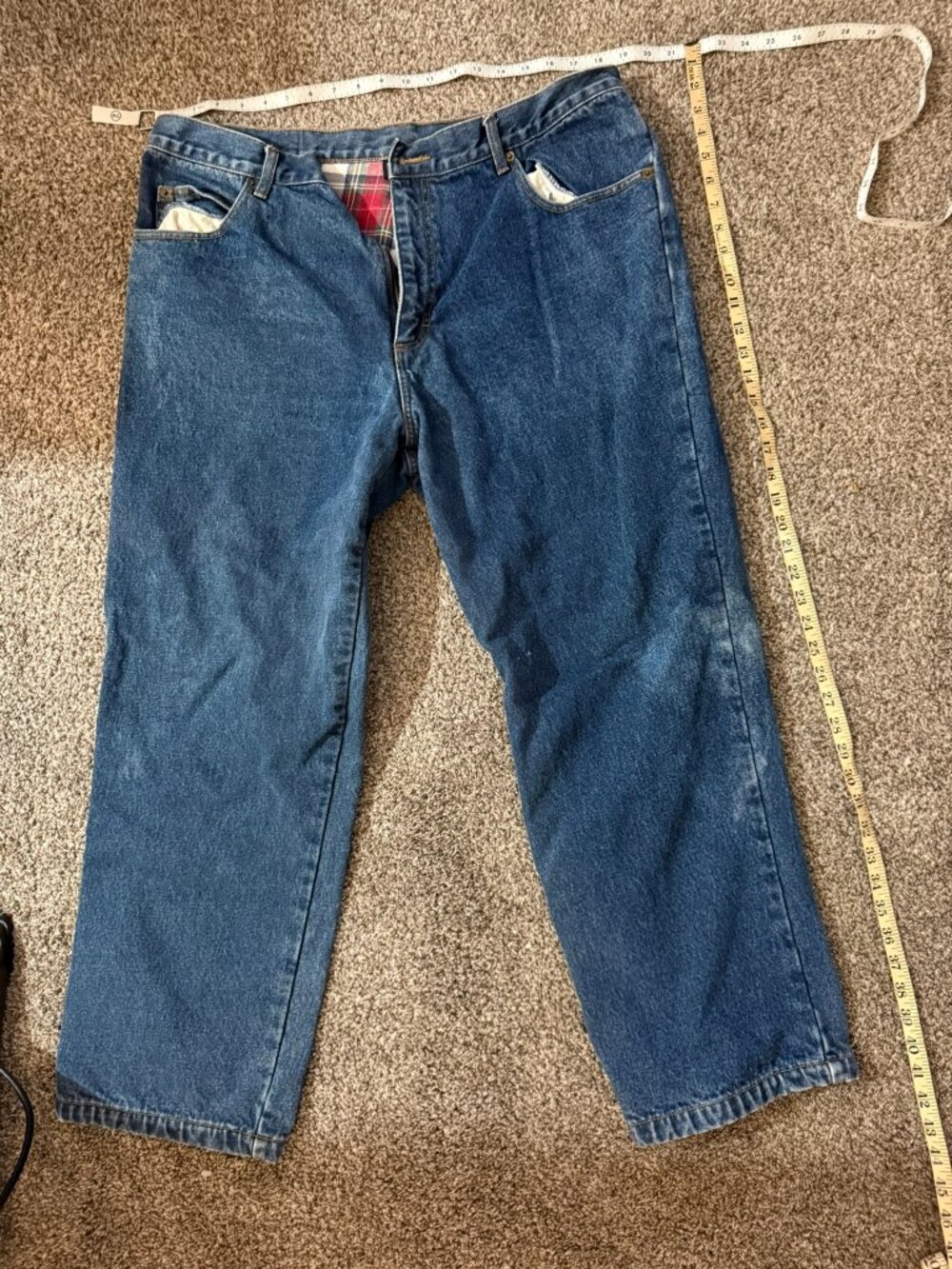 Guide Gear Flannel Lined Jeans Men's 40x30 Heavyweight Winter Plaid Denim